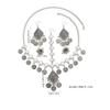 Bohemian Exotic Rhinestone Tassel Necklace & Earrings Set In Antiqued Alloy