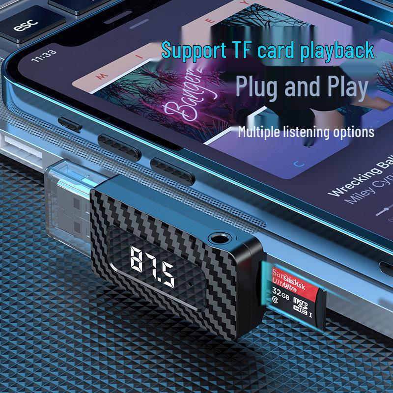 Wireless Bluetooth FM Transmitter & Audio Adapter for New Cars