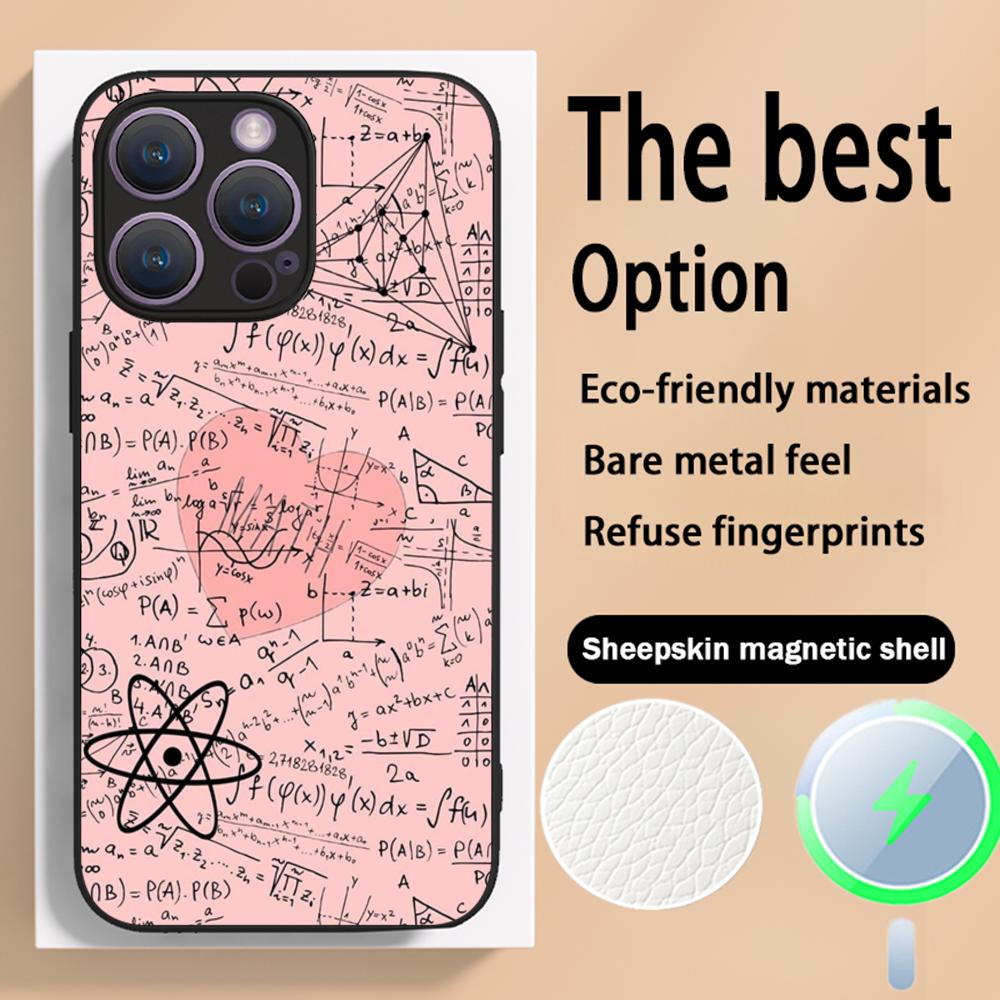 Cool formula equation cool pattern Phone Case For iPhone 16 15 14 13 12 11 Plus Pro Max High-end Luxury Magsafe Sheepskin