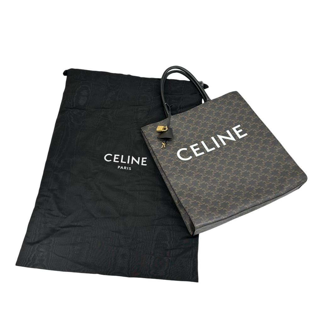 CELINE Vertical Cover Large Tote Bag Brown unisex used