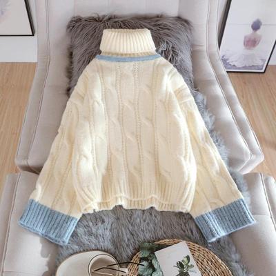 Gentle Style High Neck Knitted Sweater Pullover Women 2023 Autumn and Winter Loose Long Sleeve Sweater Pullover Female Tops