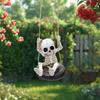 Halloween Resin Skeleton Swing Ornament - Animated Skeleton With Figure, Hanging Decor For Tree Wall Garden - Spooky Fun Festival Decor Prop