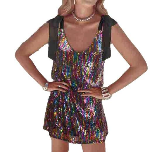 Popular high-end dress European and American sequined lace-up temperament elegant V-neck vest skirt spot wholesale