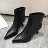 Fashion Banquet Short Thigh Boots Women's Fashion Pointed Toe Rear Zipper Non-Slip Wear-Resistant Slim