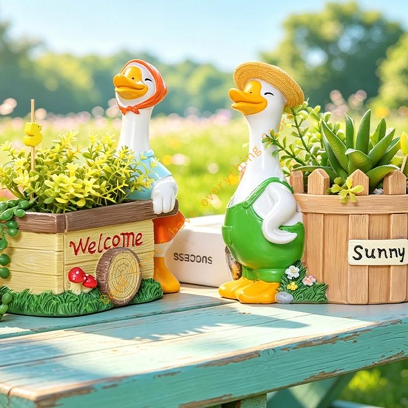 Resin Fleshy Plant Pot Geese Planter Plant Flowerpot Ornament for Fleshy Plant Cactuses Container for Home Balcony 55KF
