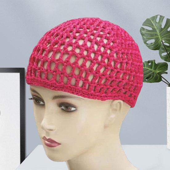 Women Knitting Hat Hollow Design Breathability Bun Hairstyle Elastic Headpiece Winter Versatile Hair Accessory