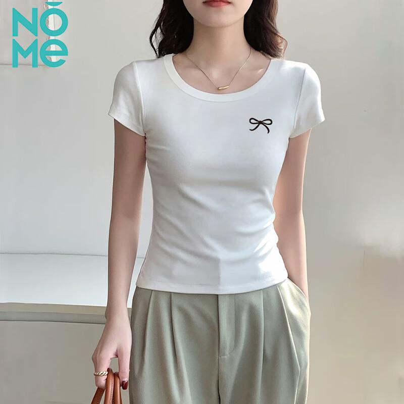 NOMe Women s Round Neck Embroidered Butterfly Bow T-Shirt M