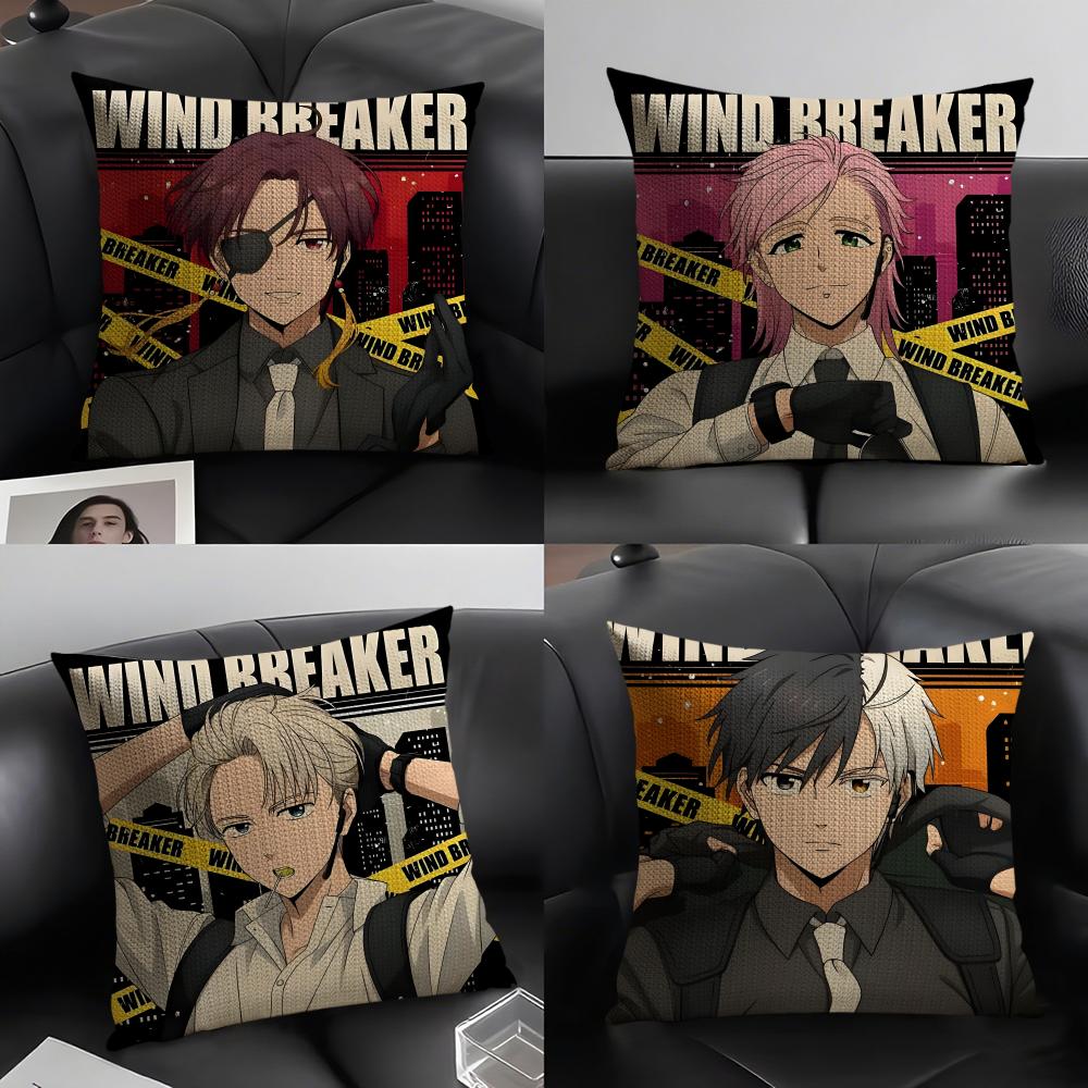 WWind BreakerR Webtoon Cushion Cover Natural Linen Organic Fabric DoubleSided Printing Sofa Home Decor Gift Pillow Case