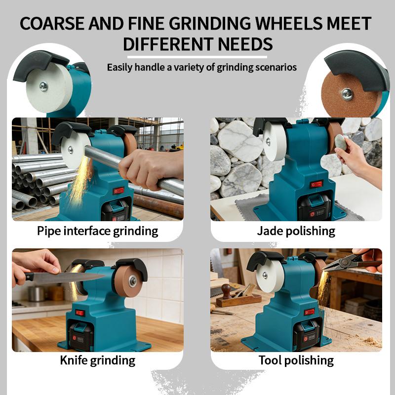 200W Home DIY Polishing Grinding Stone Knife Power Tool Cordless Portable Electric Bench Grinder Double Grinder