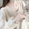 Tops for Women Cotton Shirts for Women Lace Sleeve V-Neck Base Layer Knit Top Long Sleeve Shirt Blouse Pullover Tops