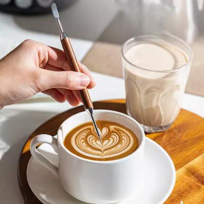 1 Redwood Kaffee Latte Art Stift, Edelstahlnadeln, Küchenwerkzeuge, Kaffeezubehör, Holzgriff