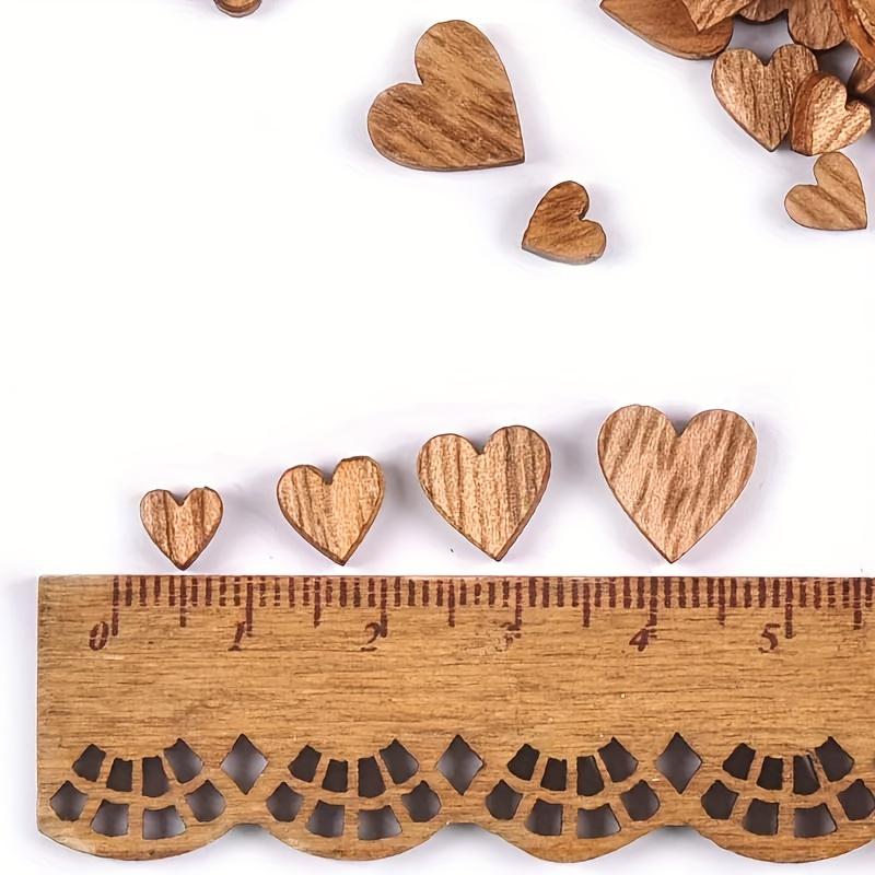 100pcs Assorted Sizes Wooden Heart Shapes, Rustic DIY Scrapbooking Crafts, Wedding Party Decor Wooden Art Supplies Scrapbooking Crafts