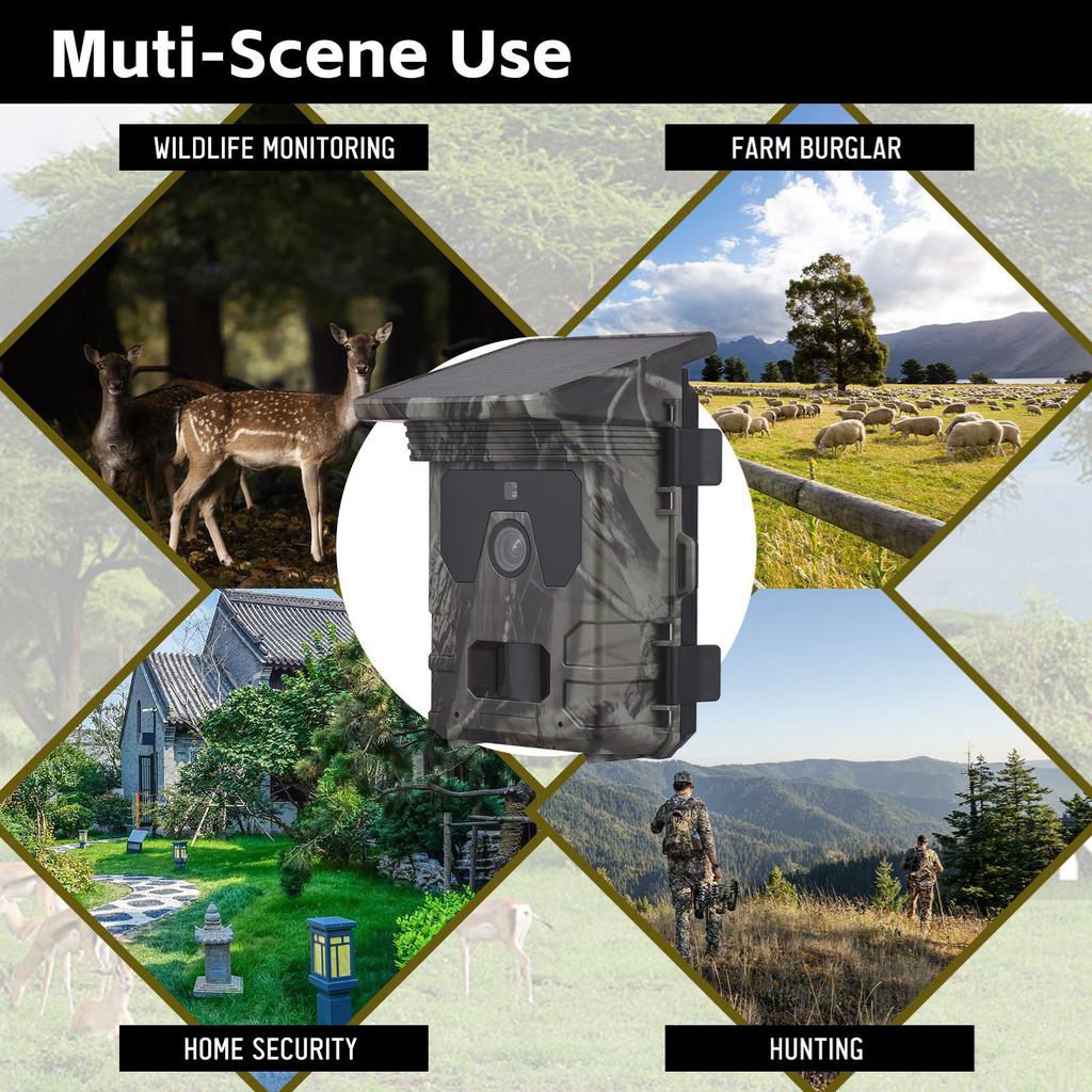 Solar Powered Hunting Camera 4K Videos 50MP Pictures Solar Trail Camera