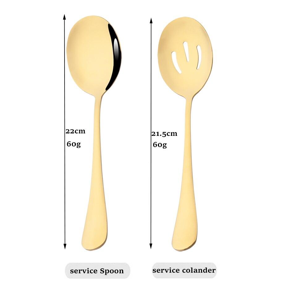 Spiegel 2-teiliges Edelstahl-Service-Löffel-Set für Buffet, Abendessen, Restaurant, Service-Sieb, Catering, Servierutensilien, Geschirr