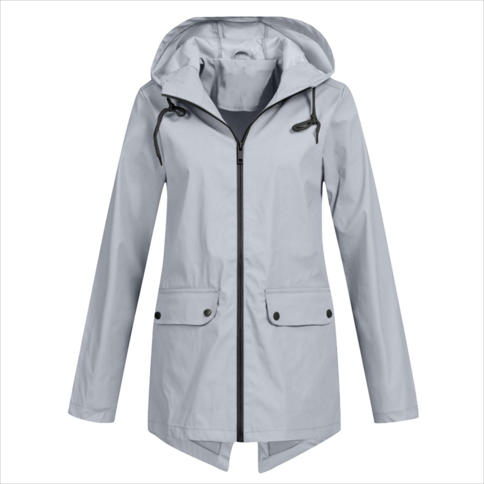 

Windbreaker Zipper Hooded Lightweight Outdoor Windproof Jacket Thin Outdoor Jacket Women XS сірий