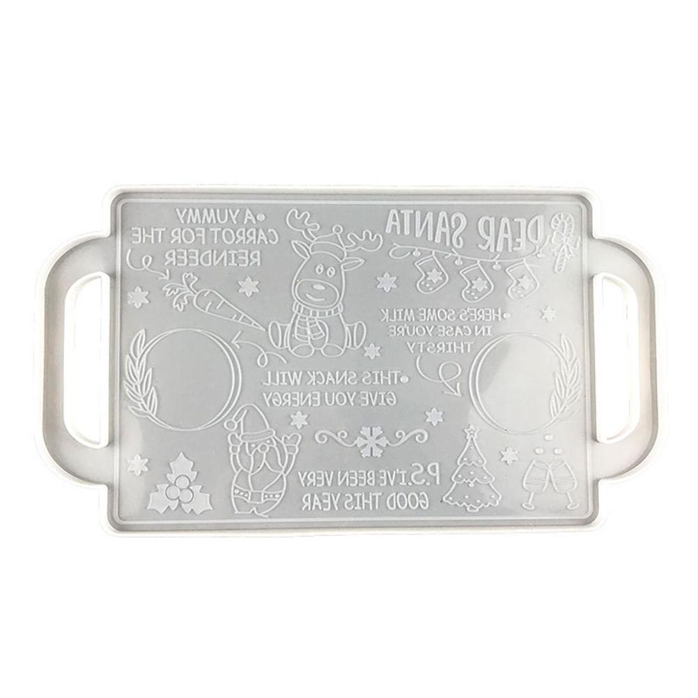 Konnwei Christmas Tray Mold Silicone Tray Molds For Epoxy Resin Christmas Santa Claus Stocking Tray Mold With Handles For Diy