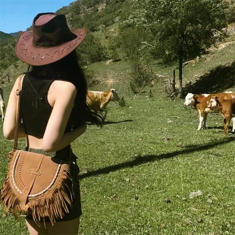 Damen Western Cowboy Retro Breitkrempiger Sonnenhut - Europäischer & Amerikanischer Stil Strandhut