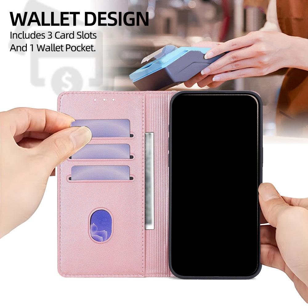 Flower Pattern Magnetic Leather Flip Wallet Case for iPhone 17 Pro Max 16 15 14 13 12 11 Pro Max 16 Plus Air Card Slots Holster