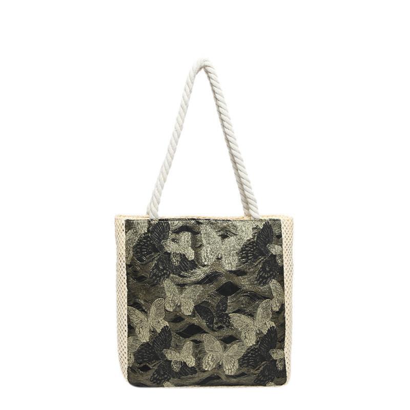 

Stylish New Chinese Style Embroidered Tote Bag Fashionable Summer Handheld Purse For Girls Gold