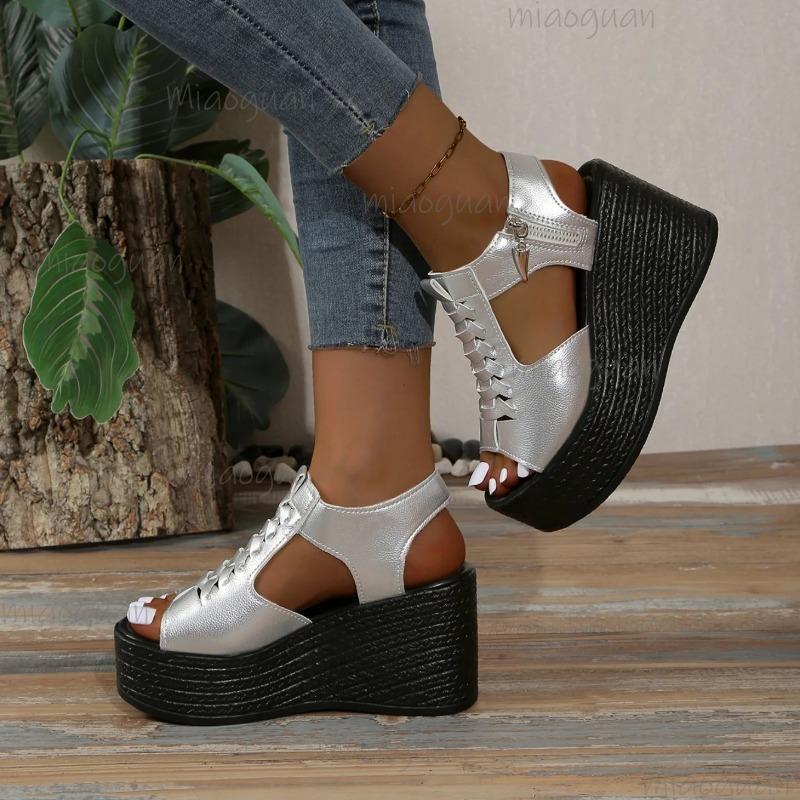 Fashion Women Sandals Summer New Wedges Platform Sandals Women Sexy High Heels Shoes Peep Toe Open To Walking Designer Sandals Women