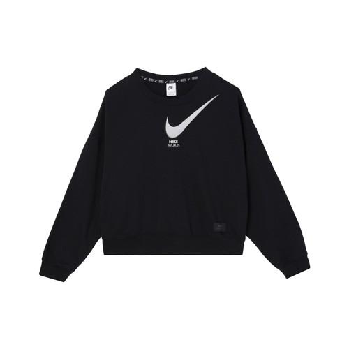 Nike logo printed casual cropped retro sporty sweatshirt for women black S чёрный