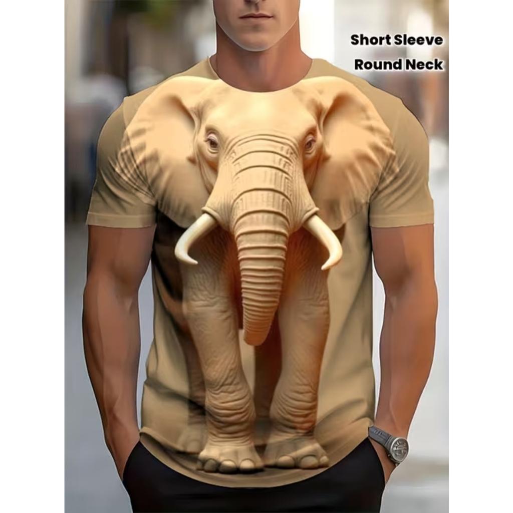 New Summer Men's Fashion T-shirt Personality Animal Printed Men's T-shirt Top