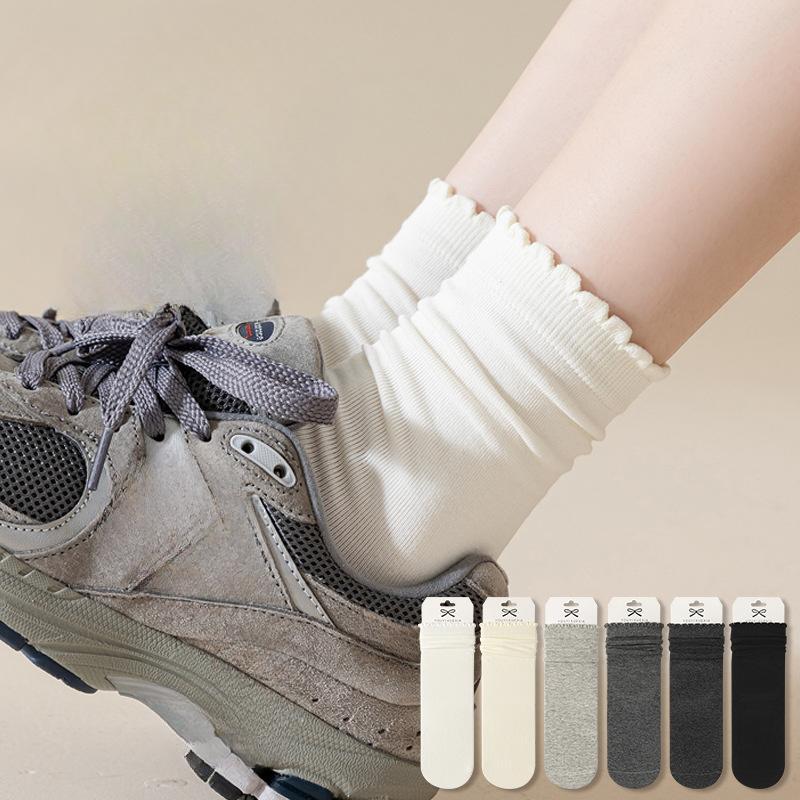 

Women s Spring and Summer Light and Versatile Black Ear Rimmed Boneless Postpartum Socks 1 pair чёрный