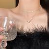 Double Layer Stacking Wear~ Love Collarbone Chain Female Tide Ins Simple Cold Wind Personalized Necklace Fashion Temperament Pendant Neck Chain