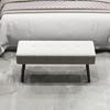 End of Bed Bench, Corduroy Bedroom Bench with Thick Padding and Steel Legs, Tufted Window Seat for Entryway, Living Room, Cream White