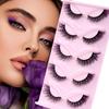 5 Pairs Faux Mink Colored False Eyelashes - Fox Eye Style, Natural Voluminous and Curly Come with Glue&tweezers