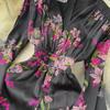 Elegantes Kleid mit Laternenärmeln und Print - Hochwertig, Leicht reifer Stil, Taillenbetont, Langer Rock für Frühlings- und Herbstabendgarderobe