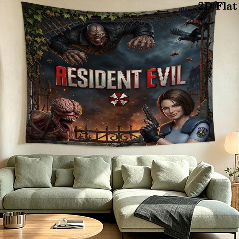 Resident Evil Wall Tapestry Aesthetic Wall Hanging Printed Fabric Blanket Decorative Tapestries For Bedroom Living Room Home Decor