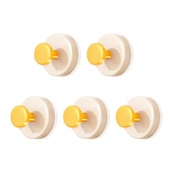 5Pcs Plastic Suction Cup Hooks No Drill Strong Suction Power Detachable Reusable Wall Hangers for Bathroom Kitchen Bedroom Storage Accessories