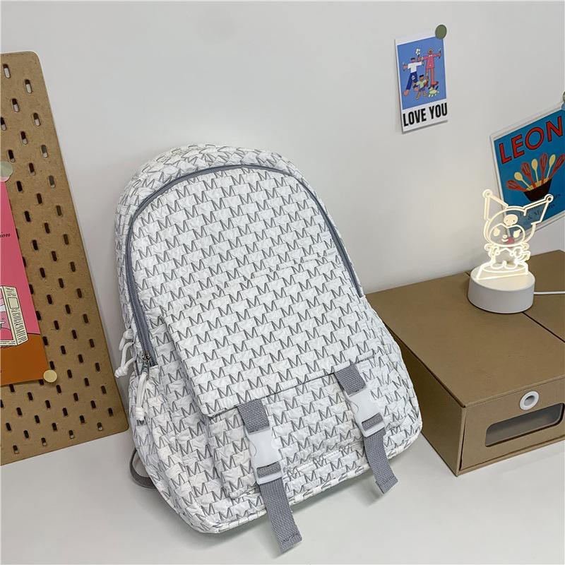 

Junior high school student backpack new nylon letter student schoolbag large capacity simple backpack female сірий колір