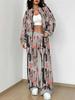 Stripe Explosion Autumn and Winter New European and American Women's Clothing Smudge Printing Suit Women