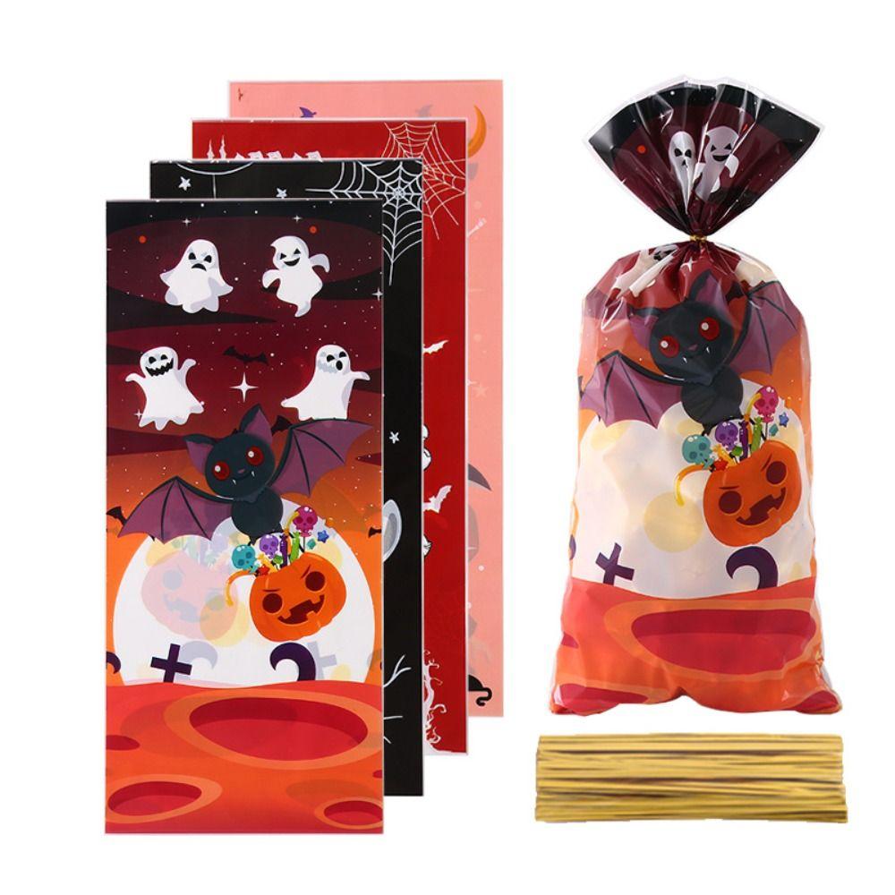 100pcs Hard To Tear Halloween Candy Bag Waterproof Children's Gift Packaging Bag  Halloween
