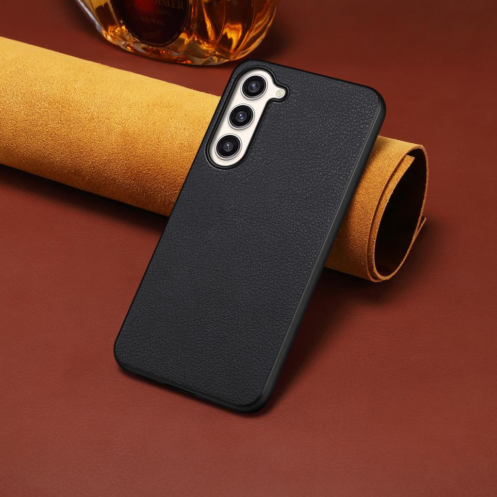 For Samsung Galaxy S23+ Slim Case Calf Texture PU+PC+TPU Phone Cover