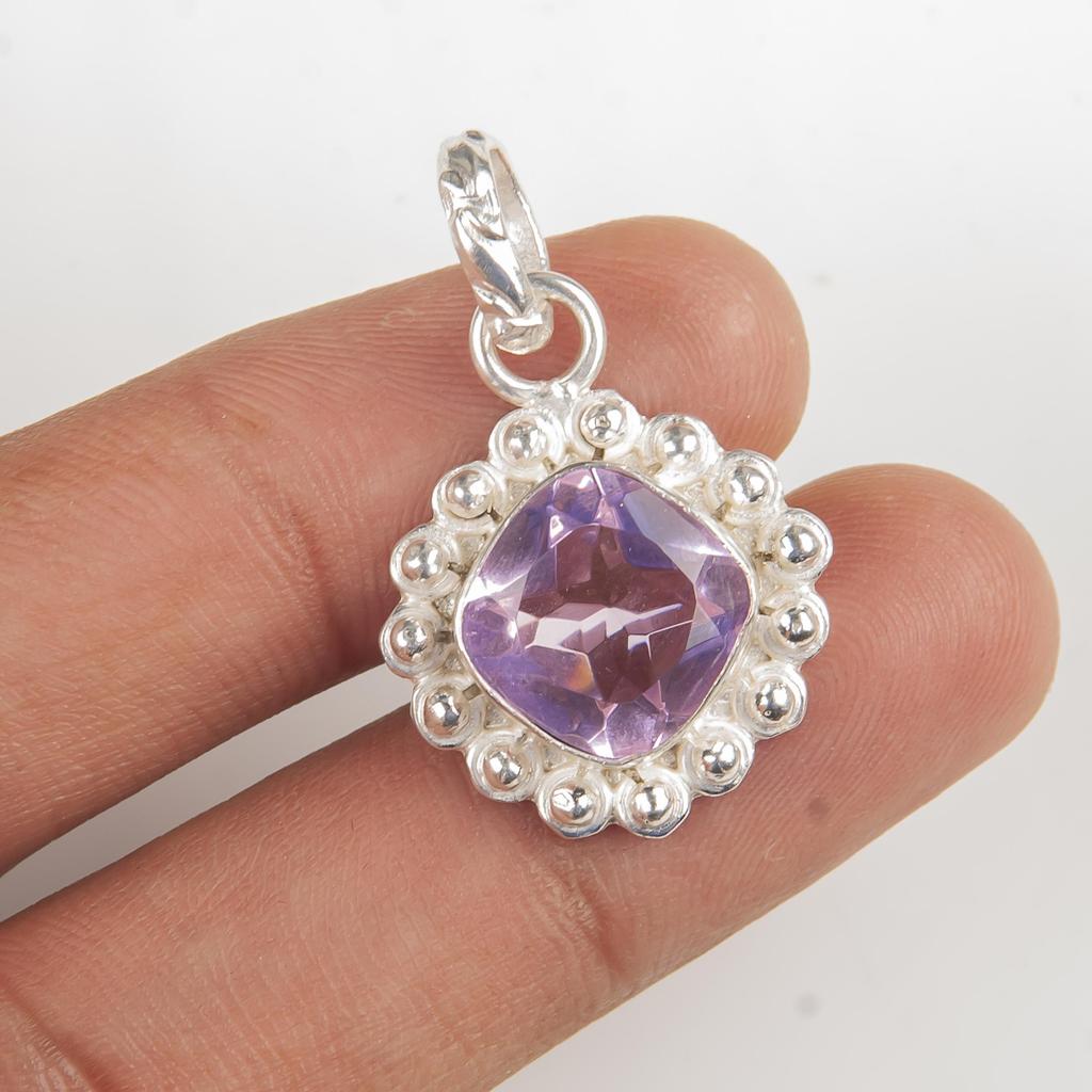 Morganite Pendant, Handmade Gemstone 925 Solid Sterling Silver Pendant Everyday Jewelry, Pendant For Grandma