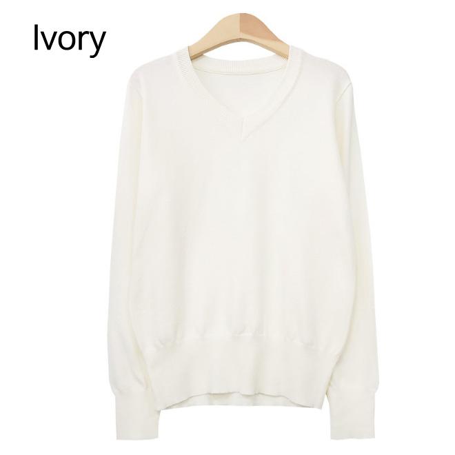 t-shirt for women V-line neck knit tshirt date look Korea fashion