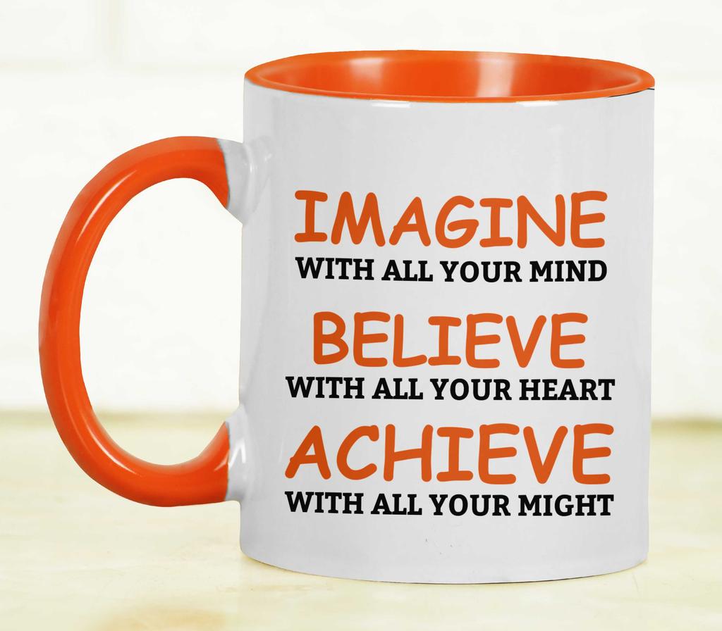 Inkdotpot 11 Oz  Ceramic Coffee  Mugs Imagine Believe Achieve Inspirational Quotes Gift For Co-Worker Boss