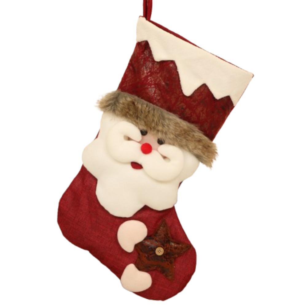 3D Christmas Socks Cartoon Christmas Tree Ornaments Rustic Candy Gift Bags Xmas Tree Pendants