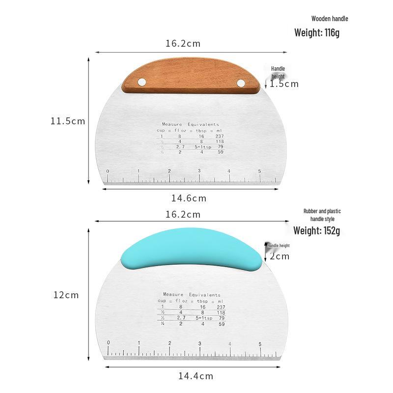 Stainless Steel Semicircular Dough Cutter & Cream Scraper with Scale - Baking Tool