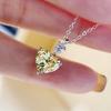Sparkling Yellow Heart Pendant Necklace Elegant Love Design Dainty Clavicle Chain for Women for Daily Wear Party and Gift