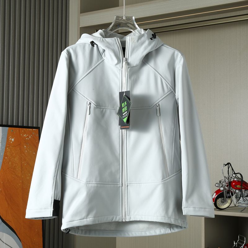 European and American New Style Outdoor Windproof and Water-Resistant Softshell Jacket for Men, Hooded Zip-Up Jacket, Multi-Color Softshell Clothing