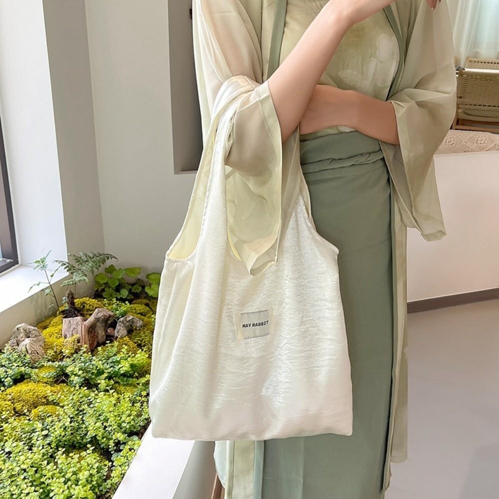 Elegant Simple Shoulder Bag Luxury Underarm Shopping Bag Fashion Design Satin Silk Tote Bag  Girls