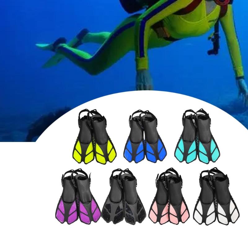Adjustable Hasps Snorkels Fins Short Swimming Fins Open Heel Swim Flippers for Snorkeling Divings Swimming