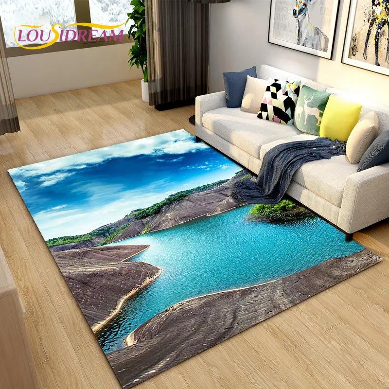 3D Ocean Seawater Beach Water Scenery Area Rug,Carpet Rug for Living Room Bedroom Sofa Doormat Decoration,Kid Non-slip Floor Mat