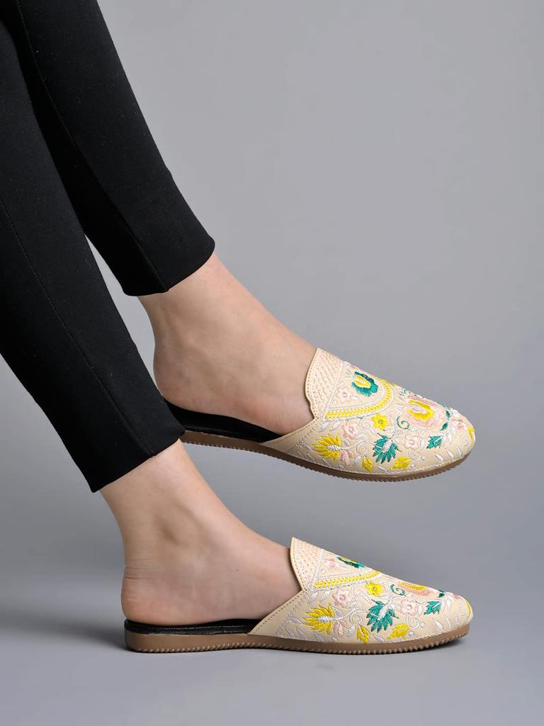 Sheotopia Women Stylish Belly Mules | Slip-On Closed Toe Casual Flats for Office & Daily Wear Loafers