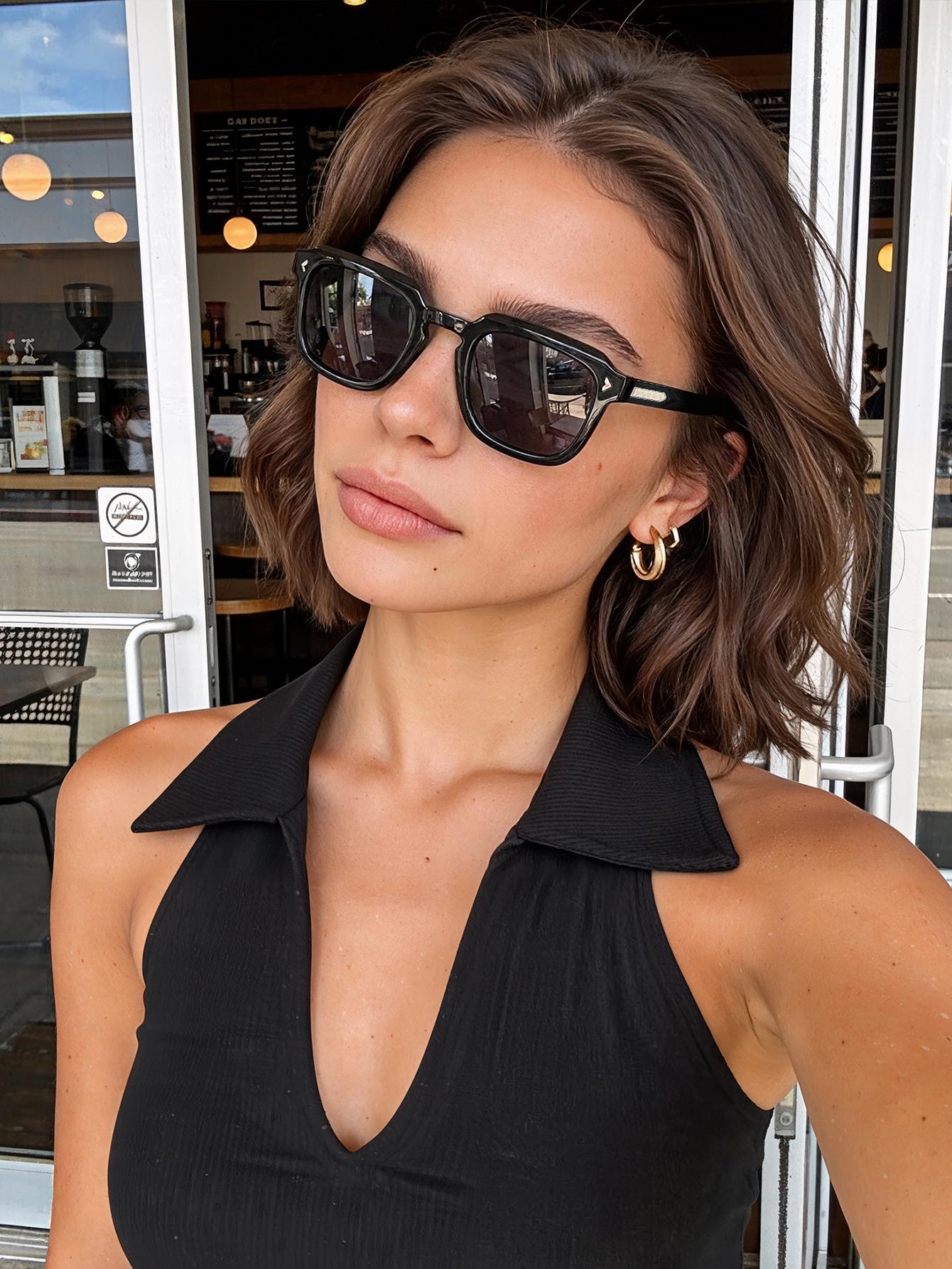 

1PCS Unisex Minimalist Sunglasses Trendy Decorative Design Outdoor Casual Sun Protection Glasses Fashionable Shades чёрный