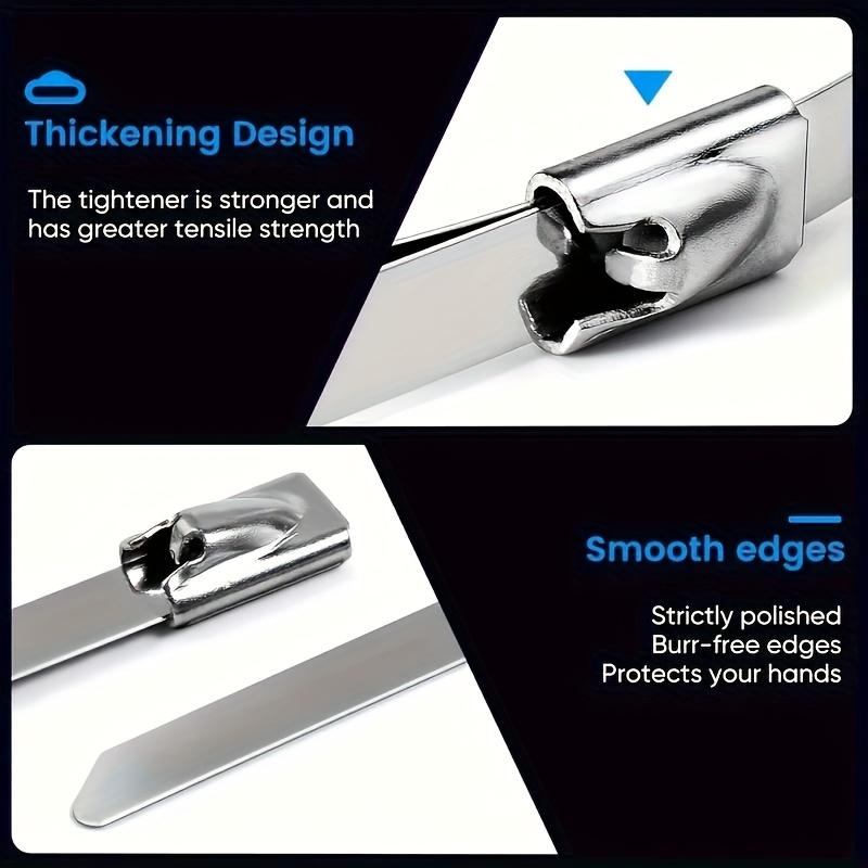 100pcs Metal Self Locking Cable Ties Reusable Heavy Duty Cables Tie Organizer Multifunction Stainless Steel Zip Tie Fastener